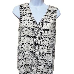 ANA A New Approach Sleeveless V Neck Geometric Print Top Women's Size S